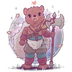 ✨🐻 Next up for my animals as RPG/ DnD classes is... a BarBEARian (a bear barbarian 😂😂 you’re welcome for that terrible pun I couldn’t… Bear Barbarian, Bear Character Design, Cute Moth, Bear Character, Lord Photo