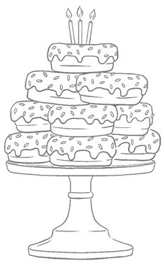 a cake with three candles on top of it, sitting on a pedestal in front of a