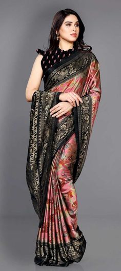 Cost Includes Cost includes Saree,Unstitched BlouseFall & Edging Work Description: Pink and Majenta color Saree in Chiffon fabric with Floral, Printed work Fabric: Chiffon Work: Floral, Printed Color Family: Pink and Majenta Style: Classic Occasion: Casual Saree Dimension: 530 Cm x 110 Cm ( L x W) Blouse Length: 80 Cm Approx Washing Instruction: Dry Wash Floral Print Sarees, Back Neck Designs, Saree Designs Party Wear, Wedding Saree Indian, Utsav Fashion, Casual Saree, Chiffon Saree, Pink Saree, Printed Sarees