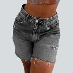 Cut-out leg women's denim shorts – Rae Jeans High-waisted Biker Shorts With Pockets For Summer, High Waist Biker Shorts With Pockets For Summer, Summer High Waist Biker Shorts With Pockets, Non-stretch Distressed Summer Bottoms, Trendy Mid-rise Bermuda Shorts For Summer, Knee-length Jean Shorts For Summer, Ripped Non-stretch Summer Bottoms, Trendy Frayed Hem Knee-length Jean Shorts, Trendy Frayed Hem Knee-length Shorts