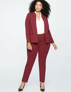 ELOQUII  9 to 5 Stretch Blazer Color - as shown Size - 28 SOLD OUT   SOLD OUT   With soft tailoring, our classic blazer is as comfortable as your favorite cardigan - in fact, think of it as a cardigan upgrade. Crafted from our signature ultra-comfortable Camden Stretch fabric, it is bound to be the most comfortable (yet polished) blazer you'll ever own. Signature Camden Stretch fabric Medium weight Front button closure Front welt pocket Unlined Tailored fit   Just listed 50 new Kiyonna dresses.. Work Blazers Women, Work Pants Women, Work Blazer, Soft Tailoring, Women's Outfits, Womens Fashion Casual Summer, Plus Size Coats, Classic Blazer, Career Wear