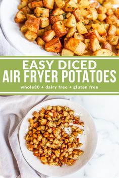 easy fried air fryer potatoes on a white plate