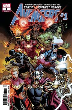 the cover to avengers vol 1, featuring many different superheros and their respective characters