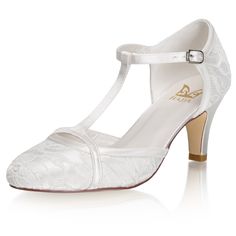 Women's Bridal Shoes Closed Toe 2.6'' Cone Mid Heel Lace Satin Pumps Wedding Shoes - florybridal Classic Wedding Shoes With Removable Insole And Ankle Strap, Classic Wedding Shoes With Ankle Strap And Removable Insole, Classic Closed Toe Wedding Shoes With Heel Strap, Cream Fitted Wedding Shoes With Heel Strap, Fitted Cream Wedding Shoes With Heel Strap, Cream Round Toe Fitted Wedding Shoes, Classic Cream Round Toe Wedding Shoes, Classic Cream Wedding Shoes With Round Toe, Cream Fitted Wedding Shoes With Round Toe