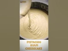 there is a poster with the words pistachio kurf cheesecake on it