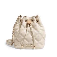 Classic Lingge Chain Crossbody Bag Beige Shoulder Bucket Bag With Chain Strap, Beige Bucket Shoulder Bag With Chain Strap, Beige Bucket Bag With Chain Strap, Chic Pouch Shoulder Bag With Chain Strap, Chic Bucket Bag With Chain Strap For Travel, Travel Crossbody Bag With Chain, Chic Travel Bucket Bag With Chain Strap, Chic Crossbody Bag With Chain Strap, Trendy Crossbody Bucket Bag With Chain Strap