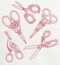 the scissors have been drawn in red on white paper