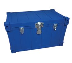 a large blue box with two locks on it