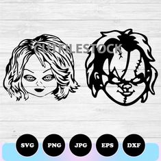 Chucky and Tiffany Svg Png Chucky And Tiffany Dolls, Horror Dolls, T Shirt Hacks, Doll Drawing, Shirt Hacks, Bride Of Chucky, Silhouette Designer Edition, Png Clipart