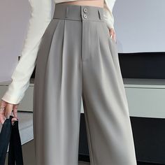 High Waist Wide Leg Double Button Drape Suit Pants Elevate your look with our High Waist Wide Leg Double Button Drape Suit Pants. The high waist design and wide leg silhouette create a sophisticated and elegant look, while the double button closure adds a touch of refinement. Perfect for any occasion, these pants are a must-have for your wardrobe. Size Info. General Length(For height range 156-165 cm) M: Waist 59 cm. Length 101 cm. Hip 99 cm L: Waist 62 cm. Length 102 cm. Hip 102 cm XL: Waist 65 Kawaii Swimsuit, Dark Academia Clothing, Sharp Scissors, Anime Lingerie, Aesthetic Dark Academia, Cottagecore Fashion, Kawaii Dress, Maid Dress, Summer Dress Outfits