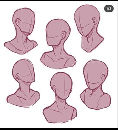 a bunch of different types of head and neck shapes in various positions on a white background