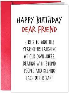 TQDaiker Happy Birthday Card for Dear Friend, Hilarious Birthday Card for Men Women Him Her, Birthday Gifts for Best Friend Dwight Schrute Birthday, Guy Best Friend Gifts, Happy Birthday Dear Friend, Birthday Card For Men, Birthday Verses For Cards, Message For Best Friend, It Is Your Birthday, Hilarious Birthday Cards, Card For Men