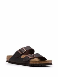 Shop Birkenstock Arizona Oiled leather sandals with Express Delivery - FARFETCH Brown Double Strap Footbed Sandals With Leather Sole, Brown Cork Slides With Round Toe, Brown Slip-on Cork Footbed Sandals, Brown Cork Footbed Sandals With Round Toe, Brown Cork Footbed Sandals With Leather Footbed, Brown Cork Slip-on Footbed Sandals, Brown Cork Footbed Slip-on Sandals, Brown Cork Slides With Cork-bed Midsoles, Brown Cork Footbed Sandals With Cork-bed Midsoles