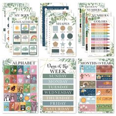 the months of the week planner stickers are shown in four different colors and sizes