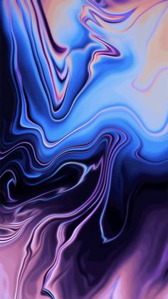 an abstract painting with blue and purple colors