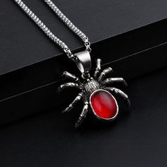 This witchy gothic spider necklace is a must have for any gothic wardrobe! There is also a retro winged heart pendant available. Material: Metal Necklace Chain: Metal (60cm/24 inch) Pendant Size (Spider)(Height): 3.7 (1.5 inch) Pendant Size (Winged Heart)(Width): 4.7 cm (1.9 inch) Recommended Occasions & Uses: Fashion Accessory, Pagan/Witch Fashion, Norse/Celtic Fashion, Gothic Fashion, Parties, Festivals, Gift. Package Contents (Choose): 1x Necklace Red Crystal Jewelry, Spider Pendant, Vintage Spider, Black Widow Spider, Spider Jewelry, Spider Necklace, Halloween Necklace, Punk Vintage, Goth Jewelry