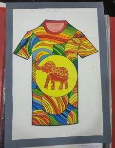 a drawing of an elephant on a t - shirt