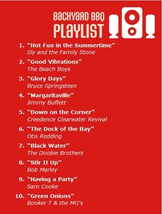 the back cover of playlist, which is red with white lettering and black font