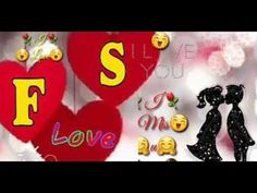 two hearts with the letters f and s on them, surrounded by emoticions