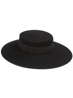 black wool felted grosgrain ribbon trim bow detailing flat crown wide brim Chic Black Fedora With Flat Crown, Chic Wool Felt Hat With Flat Brim, Chic Fedora With Flat Crown For Formal Occasions, Chic Formal Fedora With Flat Crown, Chic Fur Felt Hat With Flat Crown, Chic Flat Crown Felt Hat In Fur Felt, Chic Flat Crown Fur Felt Hat, Chic Winter Boater Hat With Flat Crown, Chic Wool Brimmed Felt Hat