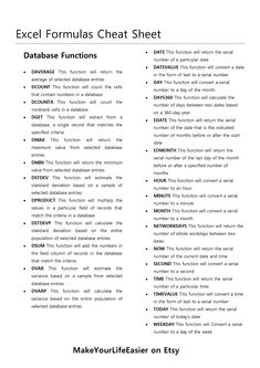 the excel formula sheet is shown in this document, it shows how to use excel formats