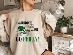 Philadelphia Football Sweatshirt, Philly Football Shirt, Philly Gifts, Philly Football Gift, Funny Football Sweatshirt, I married into this Philly Football, Green Bandana, Eagles Fans, Eagles Football