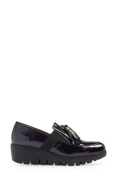 Patent leather and dangling tassels distinguish a chic loafer lofted by a lugged wedge. Leather upper and lining/synthetic sole Made in Spain Wedge Loafers, Patent Leather, Winter Fashion, Tassels, Leather Upper, Spain, Wedges, Loafers, Nordstrom