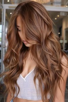 37 Stunning Caramel Brown Hair Ideas to Sweeten Your Look Coppery Gold Hair, Caramel Gold Hair, Honey Bronze Hair, Gold Caramel Hair, Soft Caramel Hair, Amber Brown Hair With Highlights, Warm Spring Hair Color Ideas, Low Lights And Highlights Light Brown, From Red To Blonde Hair Before And After