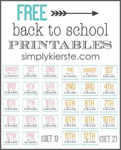 back to school printables with the text free back to school printables