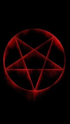 a red pentagramil in the middle of a black background with lines on it