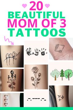 20 beautiful mom of 3 tattoos on the back of her arm and leg, with different designs