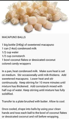 the ingredients for macaroni balls are shown in this graphic above it's description