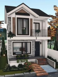 Simple House Exterior, Modern Suburban House, Bloxburg Beach House, Bangunan Minecraft, 3d Architectural Rendering, House Decorating Ideas Apartments, Small House Layout, Two Story House, Tiny House Layout