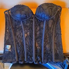 Brand New, Retrofete Hailey Bustier Corset, Side Zip And Back Lace Up Never Worn, Tried On, But Doesn't Fit Me Hang Tags Removed, Garment Tag Still Attached. Comes With A Receipt And A Plastic Bag & Box Xs Luxury Black Corset For Night Out, Luxury Strapless Corset For Party, Luxury Corset For Party, Chiffon Wrap Top, Black Bustier Top, Silk Halter Top, Silk Bra, Black Bustier, Orchid Purple