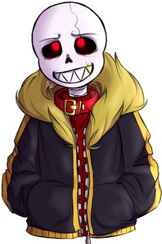 a drawing of a skeleton wearing a jacket with red eyes and a scarf around it's neck