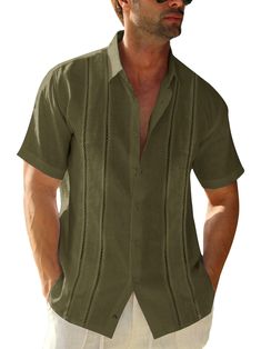 PRICES MAY VARY. Easy Fit – This mexican guayabera shirt is designed to have a loose, relaxed fit while still looking great. Linen cotton fabric keeps things light and breathable. Classic Design – Short sleeve, button down, v neck, spread collar, slim fit, lightweight, summer beach shirt. We stayed true to the traditional guayabera look with pleating down the front, breathable detailing. THE MEXICAN GUAYABERA, AKA THE WEDDING SHIRT incorporates breathable design down the two sides of the shirt, Cuban Wedding, Cuban Shirts, Guayabera Shirt, Button Down Short Sleeve, Formal Suits, Beach Tops, Men's Wardrobe, Beach Shirts