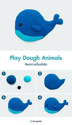 the instructions for how to make a play dough animal that looks like a blue whale