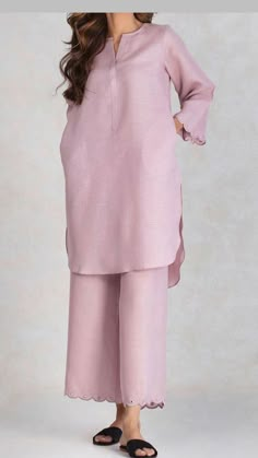 Lounge Wear Design Ideas, Cord Kurti Set, Solid Eastern Wear, Eastern Clothes Design, Solid Cord Set, Modest Cord Set, Indian Lounge Wear, Pakistani Dresses Casual 2023, Pakistani Cord Set