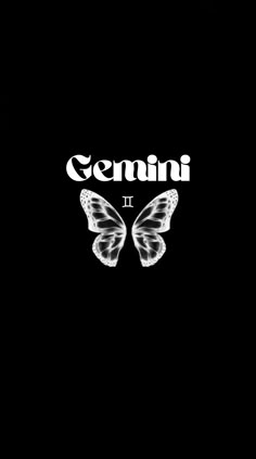 a black background with white butterflies and the words gennini