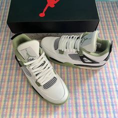 With Shoe Box Jordan Size: Eu 40 (Men's 7 Or Women's 8.5) Style Code: Aq9129-103 Color: Multicolor Outsole Material: Rubber Green Air Jordan 4 Sporty Shoes For Sports, Sporty Green Air Jordan 4 For Sports, Green Air Jordan 4 Casual For Streetwear, Green Casual Air Jordan 4 For Streetwear, Casual Green Air Jordan 4 For Streetwear, Green Air Jordan 4 With Branded Insole For Sports, Green Air Jordan 4 With Boost Midsole For Sports, Green High-top Air Jordan 4 For Sports, Casual Green Air Jordan 4 With Branded Insole