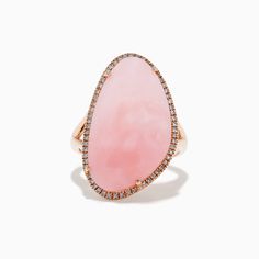 Effy 14K Rose Gold Pink Opal and Diamond Ring Pink 14k Gold Rings With Diamond Accents, Exquisite 14k Gold Pink Rings, 14k Rose Gold Ring With Oval Shape, Oval 14k Rose Gold Ring In Pink Gold, Pink 14k Rose Gold Rings With Rose Cut Diamonds, Pink Gemstone Rings In 14k Rose Gold, Pink Rose Cut Diamond Rings In 14k Rose Gold, Elegant Pink 14k Rose Gold Jewelry, Formal Rose 14k Gold Rings