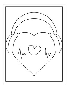 a heart with headphones on it