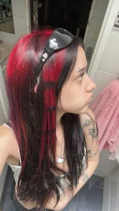 #y2k #gothic #emo #hairstyles #hellokitty Cool Y2k Hairstyles, Y2k Hairstyles Grunge, Hair Dyeing Styles, Gothic Dyed Hair, Black Hair Colored Highlights, Video Game Hairstyles, Platinum Blonde Hair With Black Under, Trashy Y2k Hairstyles, Hair Color Ideas Y2k