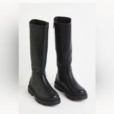 Black Faux Leather Knee High Boots By H&M. Chunky Soles. Size 6 But Runs A Bit Bigger In My Opinion. New H&m Leather Winter Boots, H&m Casual Boots For Fall, Casual Winter Boots By H&m, H&m Casual Winter Boots, H&m Casual Fall Boots, Casual H&m Boots For Fall, Casual H&m Winter Boots, Trendy H&m Boots With Round Toe, H&m Trendy Round Toe Boots