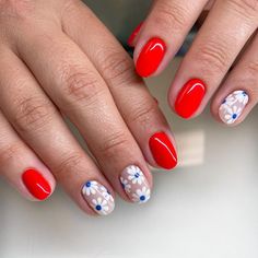 Fun Summer Nails Red, Mom Nails, Patriotic Nail, Nail Options, American Nails, 2023 Nails