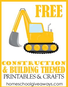 a construction and building themed printables and crafts with the words free on it