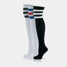 GoWith-over-knee-striped-socks Sporty Knee-high Socks For Winter, Sporty Knee-high Winter Socks, Sporty Stretch Knee-high Hosiery, Trendy Black Knee-high Legwear, Casual Black Over-the-knee Socks, Casual Black Over-the-knee Legwear, Casual Black Over-the-knee Hosiery, Trendy Black Knee-high Tights, Sporty Stretch Knee-high Legwear