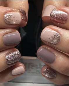 Rose Gold Nails Glitter, Halloween Nails Diy, Pedi Ideas, Gold Glitter Nails, Cute Nails For Fall, Nail Colors Winter, Dip Nails, Super Nails, Nails And Toes