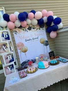 a table that has some balloons on it