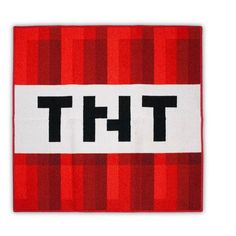 a red and white plaid towel with the word th on it's front end